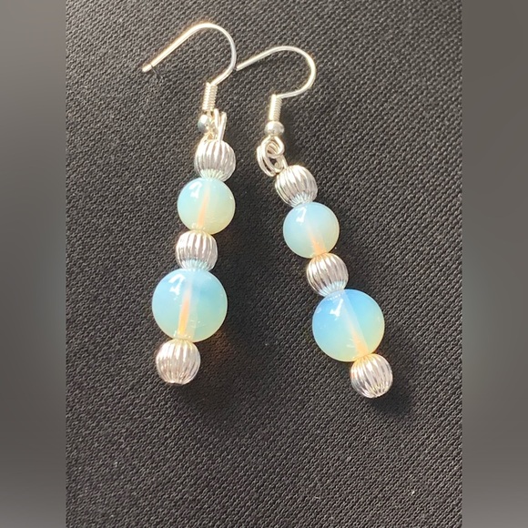 Quiet Elegance in these special Opalite Earrings. Dangle length 2.25” - Picture 3 of 3